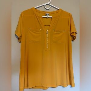 Anne Klein Mustard Blouse with Zipper Detail
